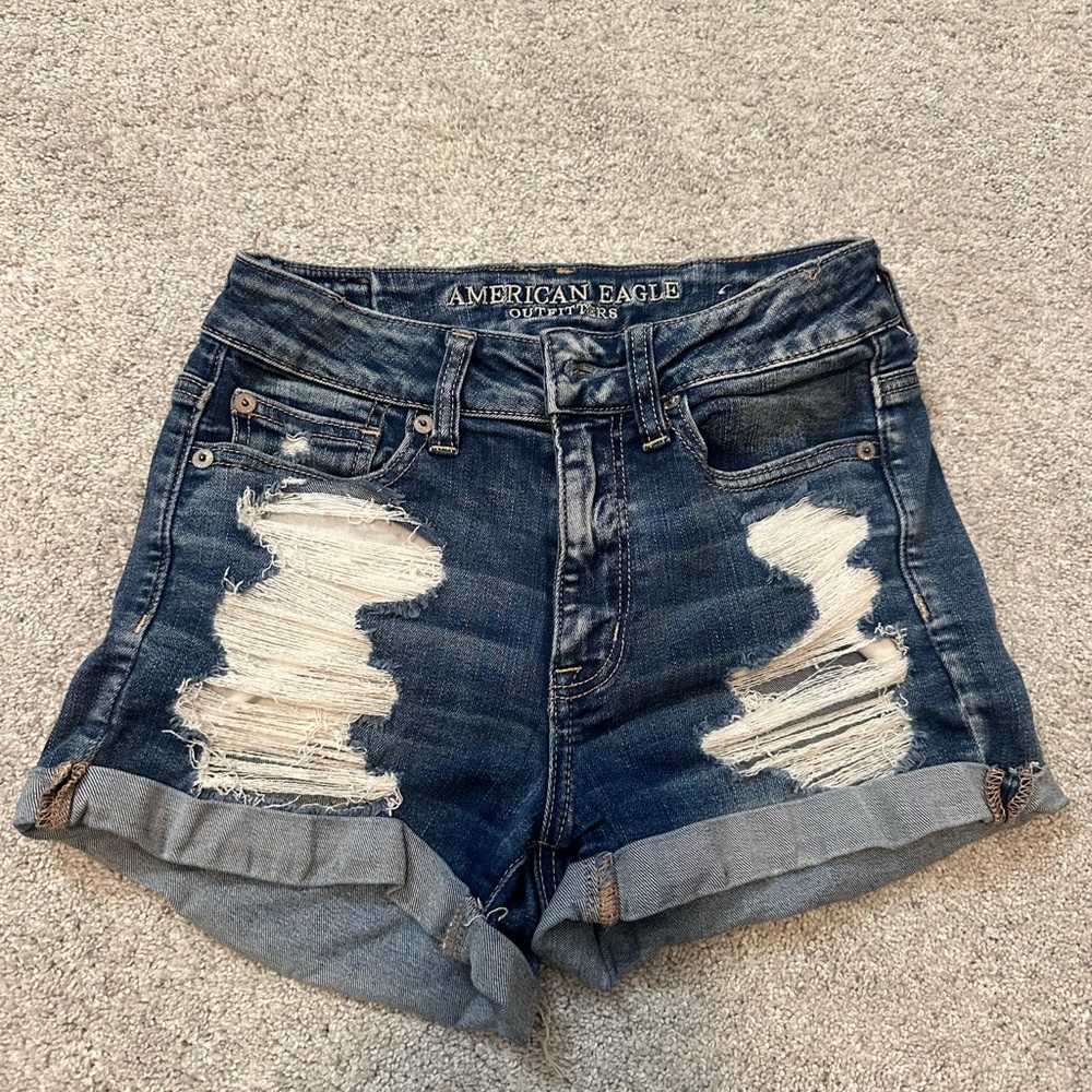 American Eagle Outfitters Women's Distressed Denim Shorts - Blue Size 2